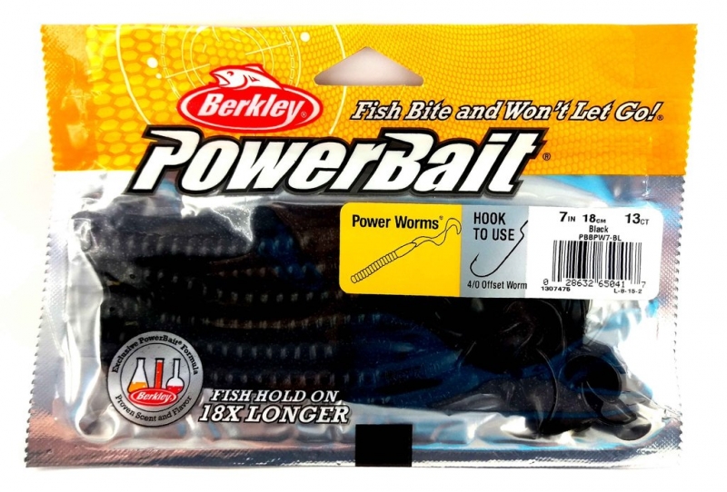 Berkley POWERBAIT POWER WORMS 18CM BLACK-13ks
