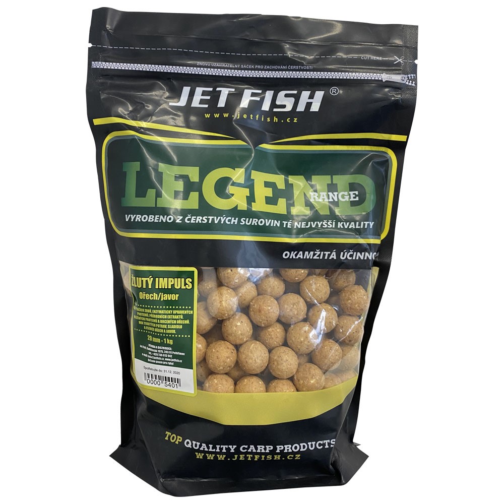 Jet Fish Boilie Legend Range 3kg 20mm Žlutý Impuls Ořech/Javor