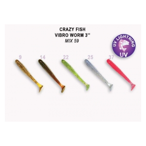 Crazy Fish Gumová nástraha Vibro Worm 7,5cm barva Mix 59