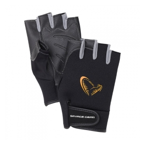 Savage Gear Neoprenové rukavice half finger černé vel.L