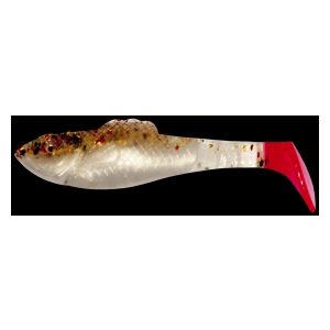 Relax Super Fish shad 8 cm 1 ks Gold pearl black gold orange glitters red tail