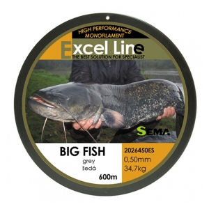 Sema Vlasec Excel Line Big Fish 600m/0,70mm - 51,5kg - Šedá