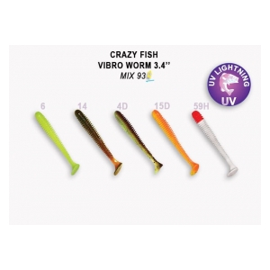 Crazy Fish Gumová nástraha Vibro Worm 8,5cm barva Mix 93