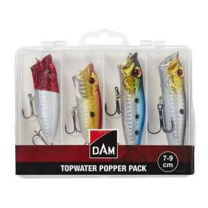 DAM Sada hladinových woblerů TOPWATER POPPER PACK s krabičkou 7 - 9 cm 
