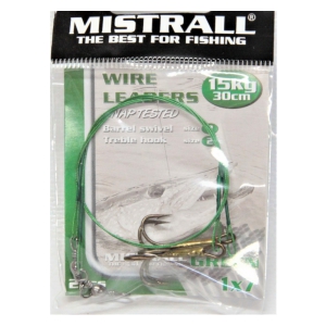 Mistral Lanko s trojháčkem wire 30cm 15kg-2ks