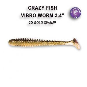 Crazy Fish Vibro Worm 8,5 cm barva 2D gold swamp