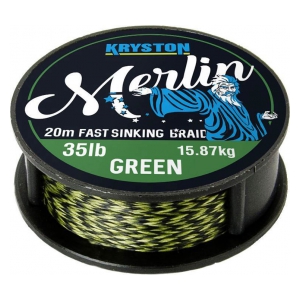 Kryston Pletená šňůrka - Merlin fast sinking braid zelený 25lb 20m