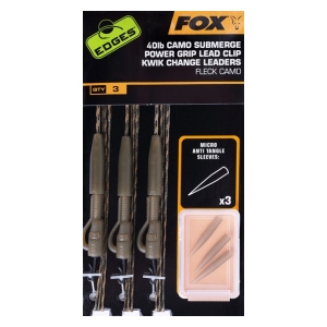 Fox International Hotové návazce - Edges Camo Submerge Power Grip Lead Clip Kwik Change Kit 40lb