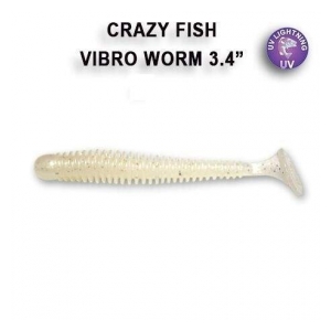Crazy Fish Vibro Worm 8,5 cm barva 66 pearl snow floating